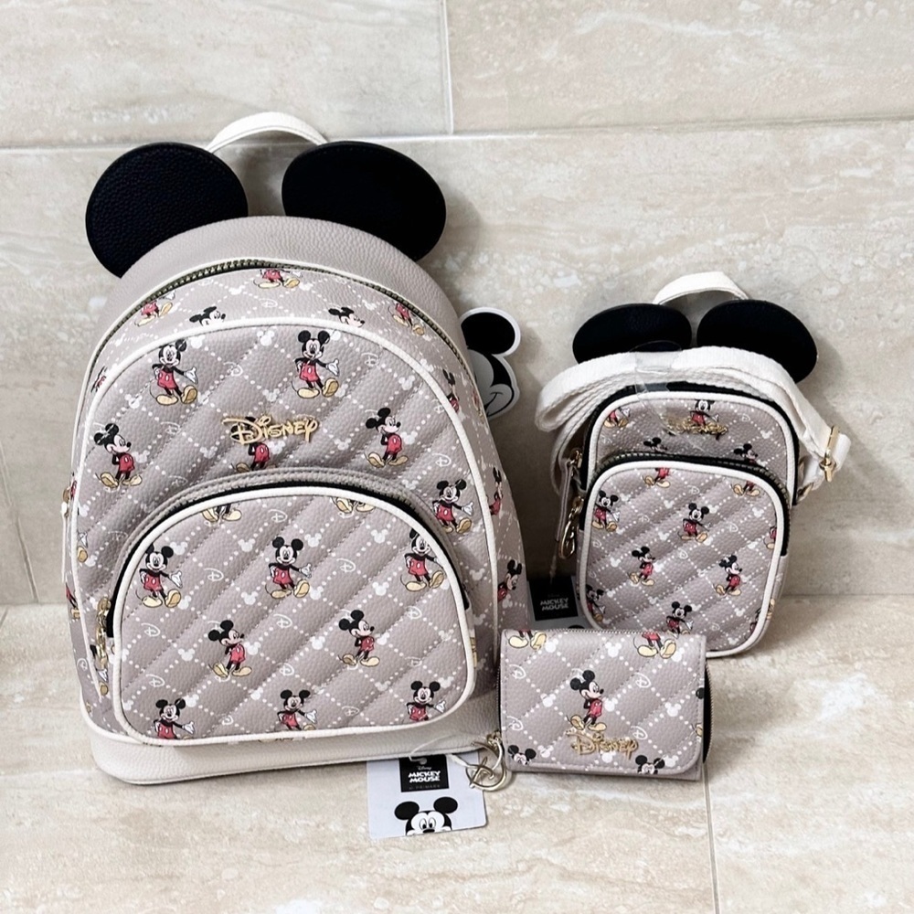 Disney Mickey Mouse Backpack, Crossbody Cell Phone Holder & Wallet - Picture 1 of 11